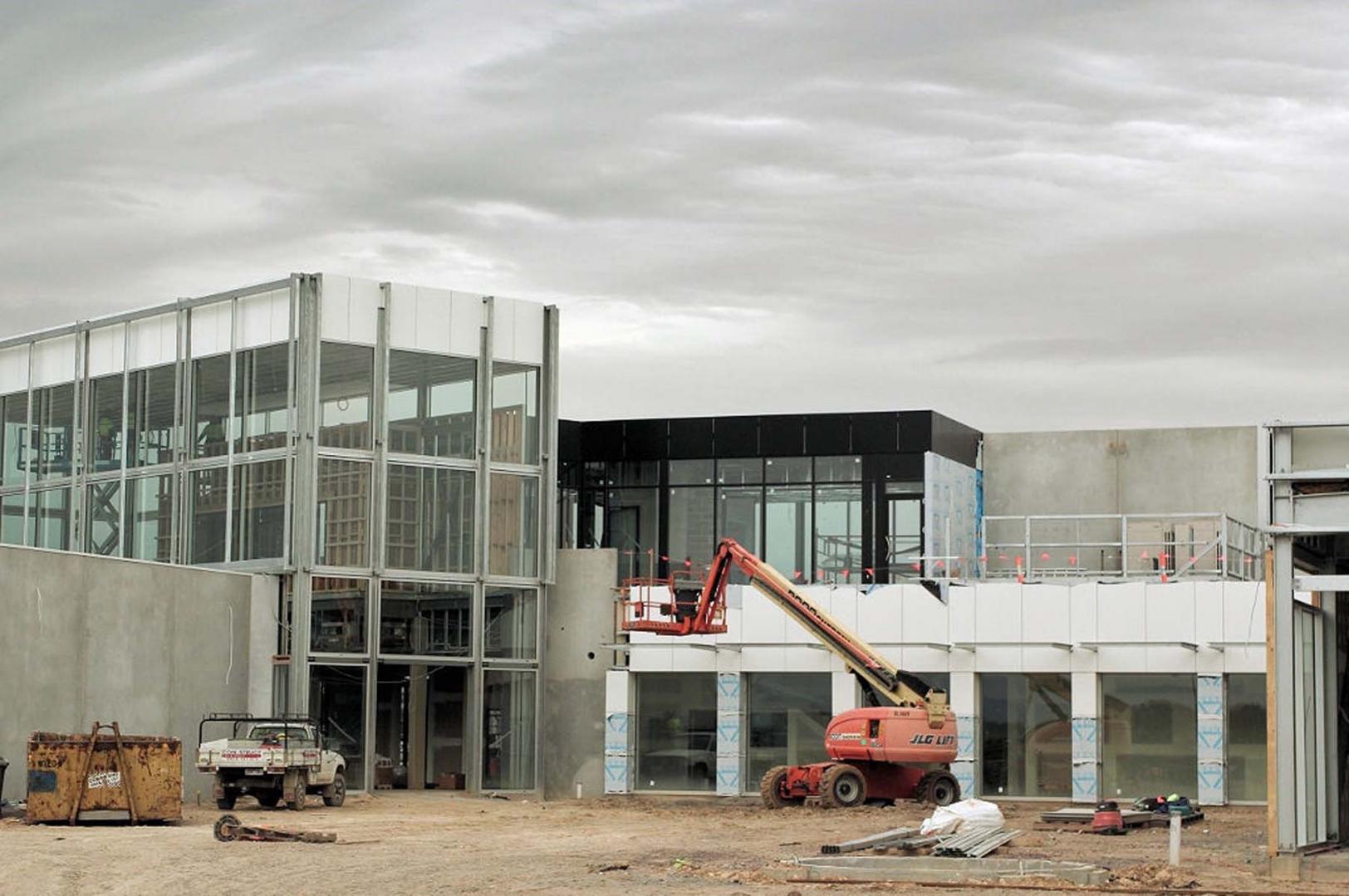 Commercial glazing project under construction