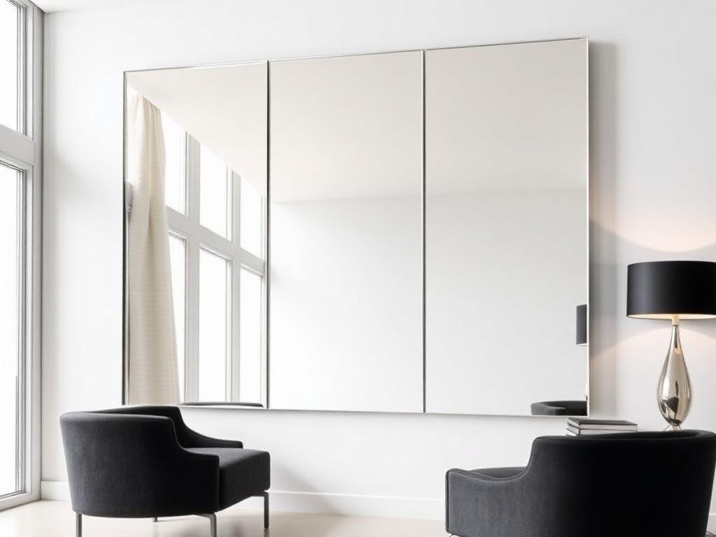 Custom silvered mirror panels in interior